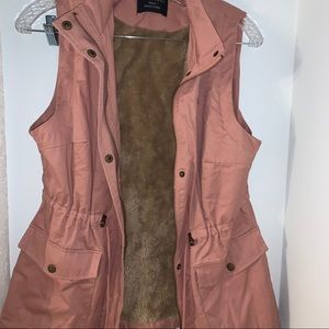 Pink Fur Lined Utility Vest